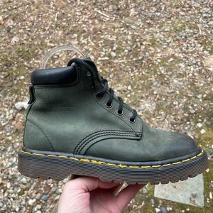 Dr Martens Forest Green Leather Combat Boots Size 5 Woman’s
